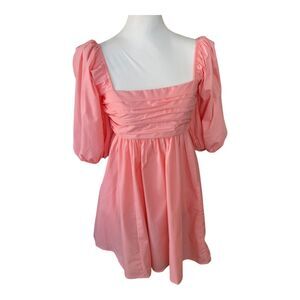 Abercrombie & Fitch Romantic Cowgirl Puff Sleeve Pink Mini Babydoll Dress Size S